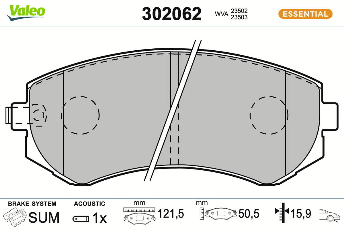Jeu de 4 plaquettes de frein VALEO ref. 302062